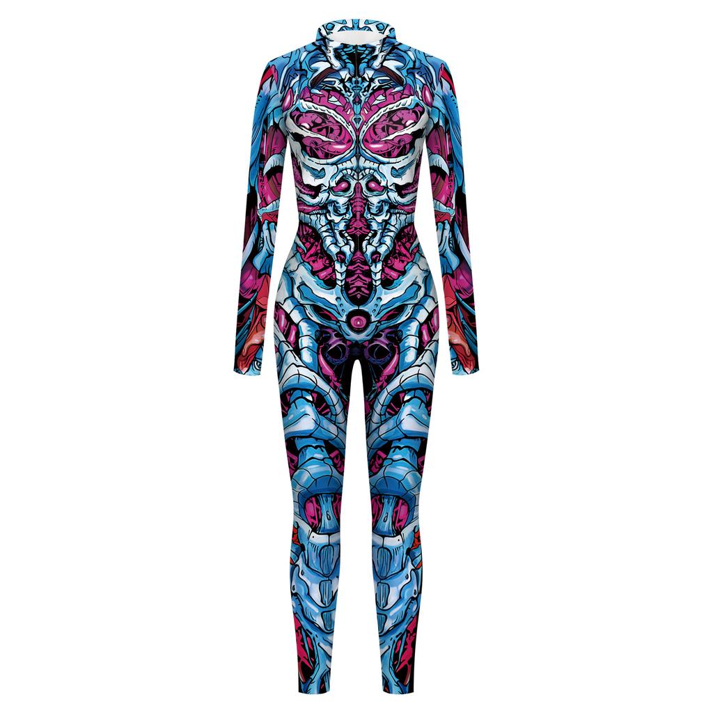 New Women's Clothing Diablo Digital Printing Button Hand Skinny Elastic Women's onesie