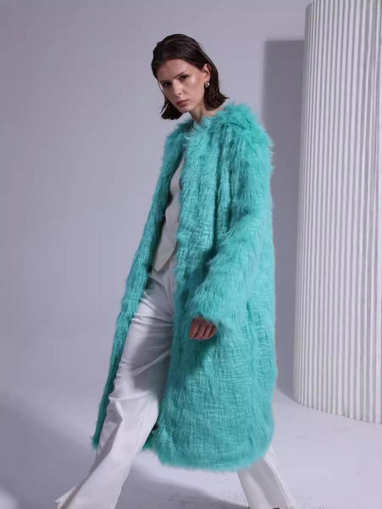 Women's Eco-Friendly Faux Lamb Curly Fur Coat - European & American Style Overcoat