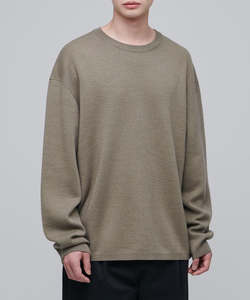 MUSINSA STANDARD Minimal Oversized Crew Neck Knit [Dusty Beige]