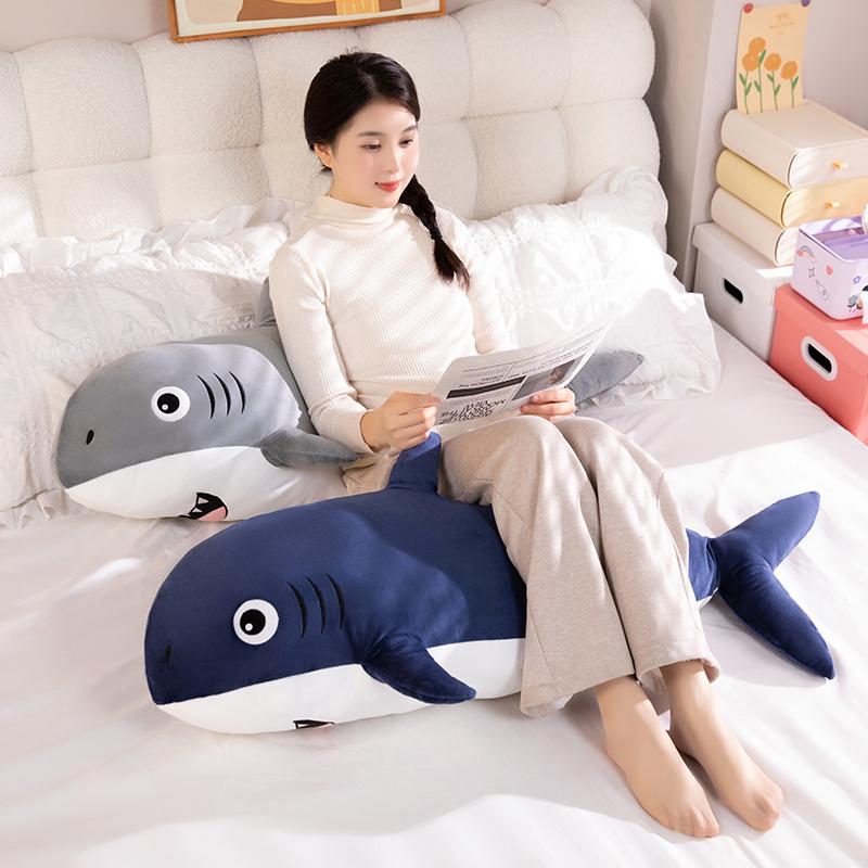 New Hot Two Colors Cartoon Shark Throw Pillow Soft Soothing Huggable Pillow Back Pillow Warm Comfy Sleeping Companion For Kids