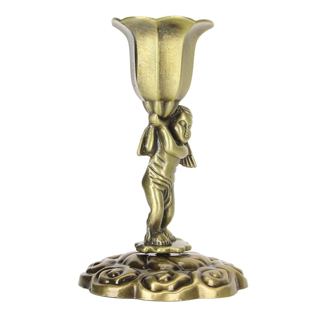 Angel Candle Holder Cherub Statue Candlestick Holder Vintage Metal Decoration for Dining Table Wedding Party