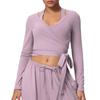 Brushed Long Sleeve One-Piece Tie-Up Yoga Wear for Outdoor Sports