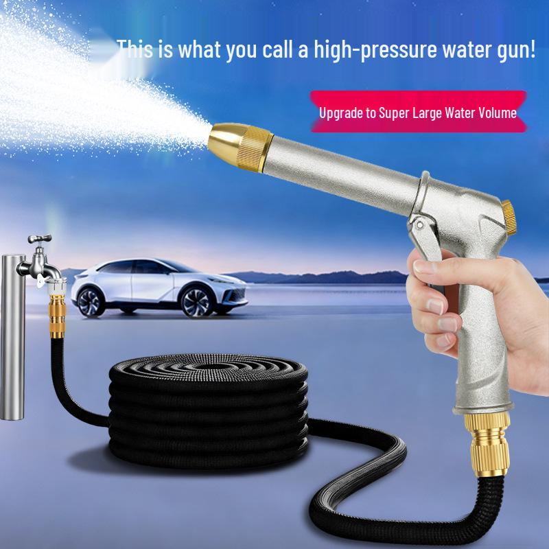 High-Pressure Car Wash Water Gun Set with Retractable Hose and Foam Pot
