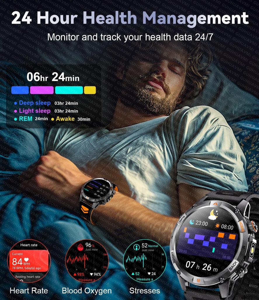 2026 New Adult Outdoor GPS Sport Smart Watch Altimeter Barometer 10ATM Waterproof 580mAh Battery Bluetooth Call Men AMOLED Smartwatch