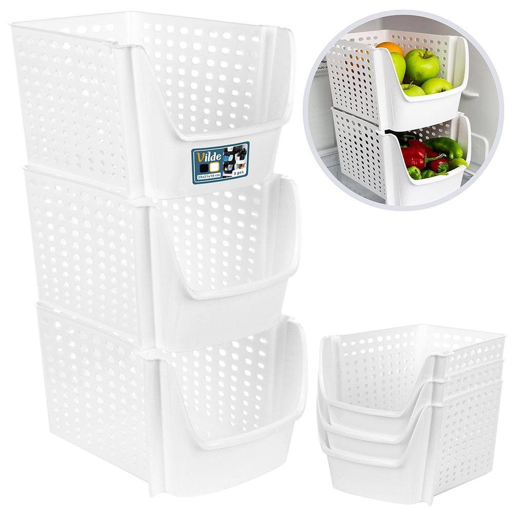 Vegetable and fruit container white 29x21x16 cm 3 pcs.