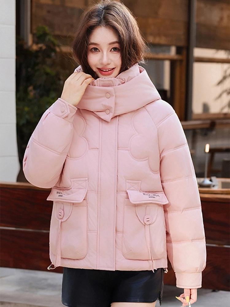 Damen Kurze Kapuzenjacke Winddicht Dick Warm Winterjacke