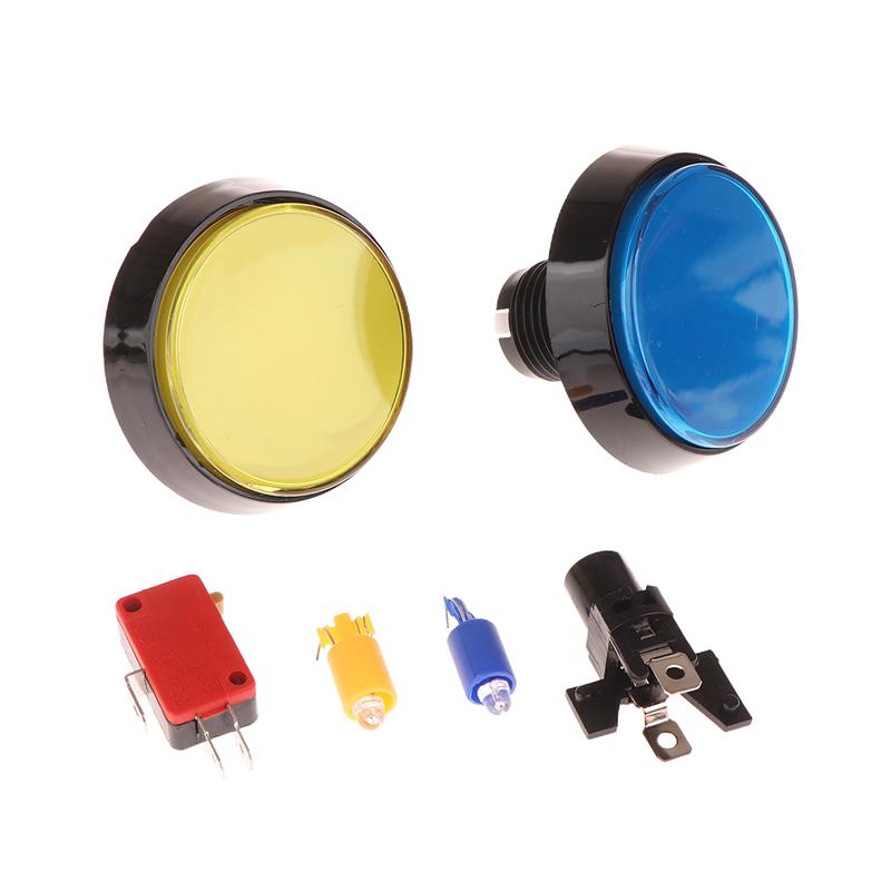 Arcade-Button 60 mm DC 12 V LED Großer runder Button 5 Farben Mikroschalter-Button Selbstzurücksetzender Button für Arcade-Automaten