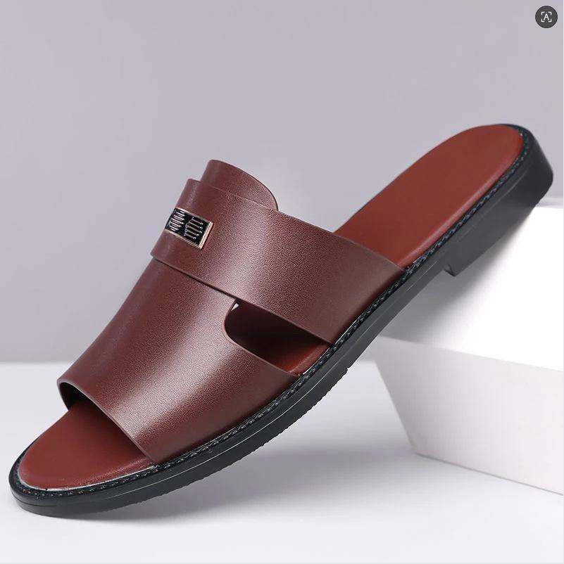 

Men s Flat Slippers Summer Outdoor Breathable Casual Soft Sole Beach Shoes Lightweight Comfortable Non Slip Sandals 48 темно-коричневого кольору