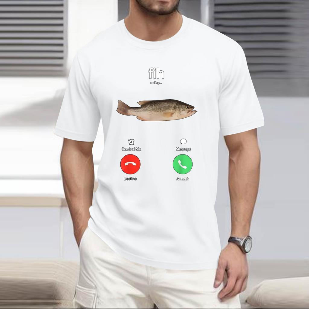 Men's Fashion Printed Round Neck Straight Shoulder Short Sleeve T-Shirt Top