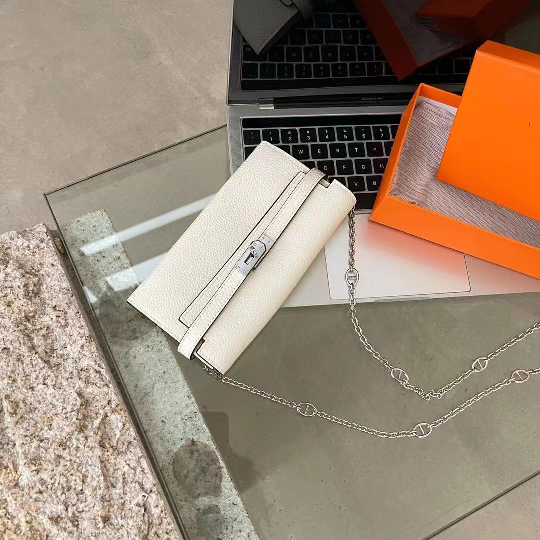 Сумка-клатч из коровьей кожи с узором «лисичка», кожаный длинный кошелек (08-20KL) Not equipped with chain белый