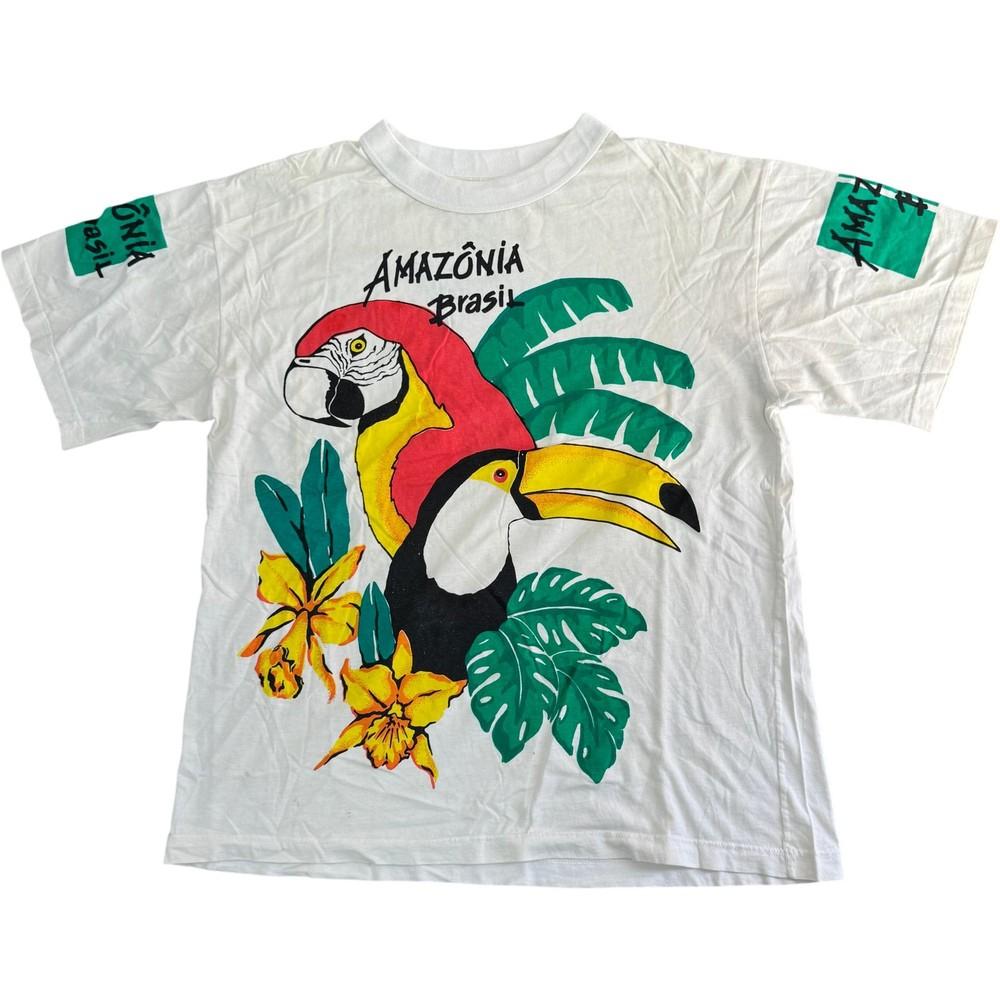 

Amazonia Brasil Graphic T-shirt Short Sleeve Tropical Toucan Print Mens S