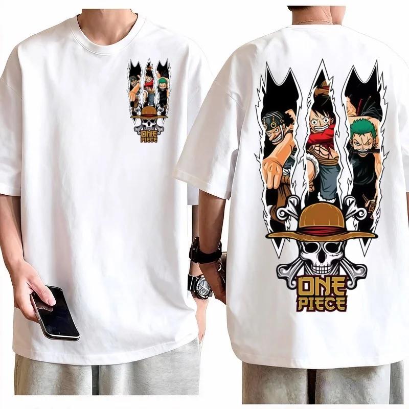 One Piece Straw Hat Crew T-shirt Men Women Cotton Anime Graphic Tee Crew Neck Short Sleeve Urban Casual Everyday Top