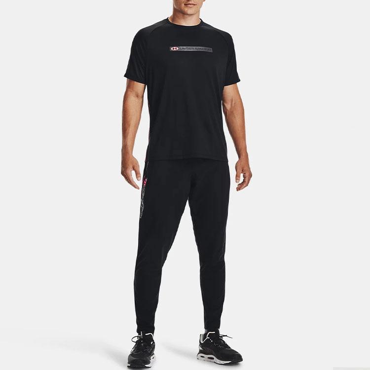 Under Armour Woven Series Logo Elastic Waist Fitted Sports Pants Men bottoms Black 1366435-001