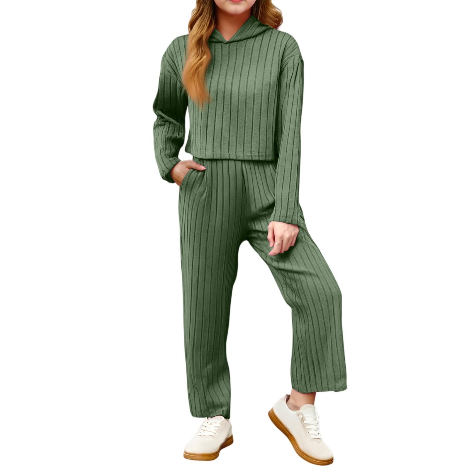 Girls Knit Sweater Set - Long Sleeve Pullover & Straight Leg Pants 12
