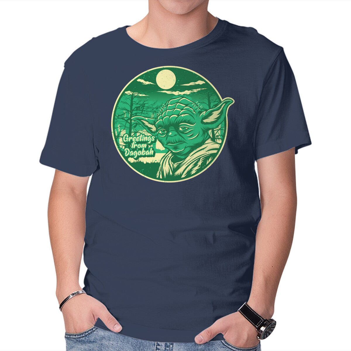 Unisex Crew Neck T-Shirt Greetings From The Swamp Planet Graphic Short Sleeve Casual Tee S