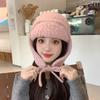 Autumn And Winter Haze Blue Knitted Hat Women'S Cold Protection And Warmth Korean Version Versatile Face Small Ear Protection Pullover Hat