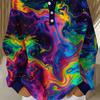 Women's Plus Size Sweatshirt with Colorful Starry Sky Fluid Print