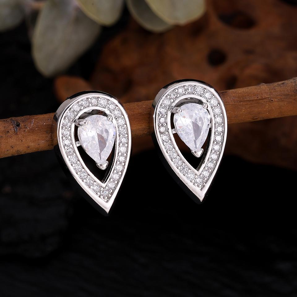 ZAKOL New Pear-shaped Water Drop Zirconia Dangle Earrings for Women Brilliant Clear Crystal Banquet Wedding Zircon