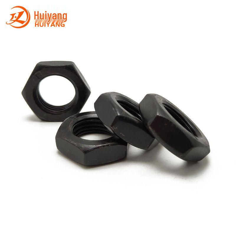 M10-M24 Schwarz Feingewinde Linksgewinde Flache Mutter, Dünn Sechskant, Güte 10.9