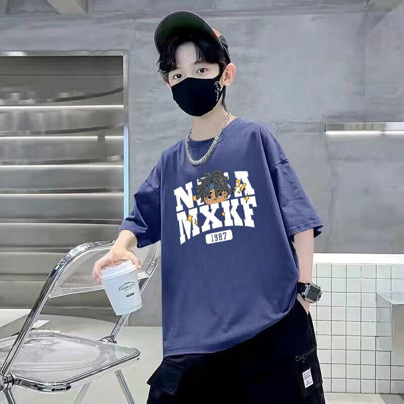 Jungen Cartoon Baumwoll-T-Shirt - Atmungsaktiv & Schweißabsorbierend, Kurzärmelig, Stilvolle & Lockere Passform für Mittlere und Große Kinder - Sommer-Trend