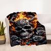"Flaming Devil Skull with Roses Wall Art Print"Blanket Flannel Throw Blanket for Sofa, Bed, Travel, Camping, Office, Couch, Chair, And Bed G