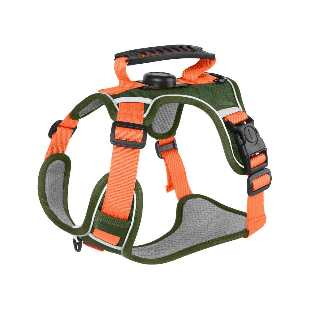 Reflective Dog Harness with Airtag Holder, Escape Proof Anti Lost Pet Vest, Highly Visible Adjustable Safety GPS Tracking