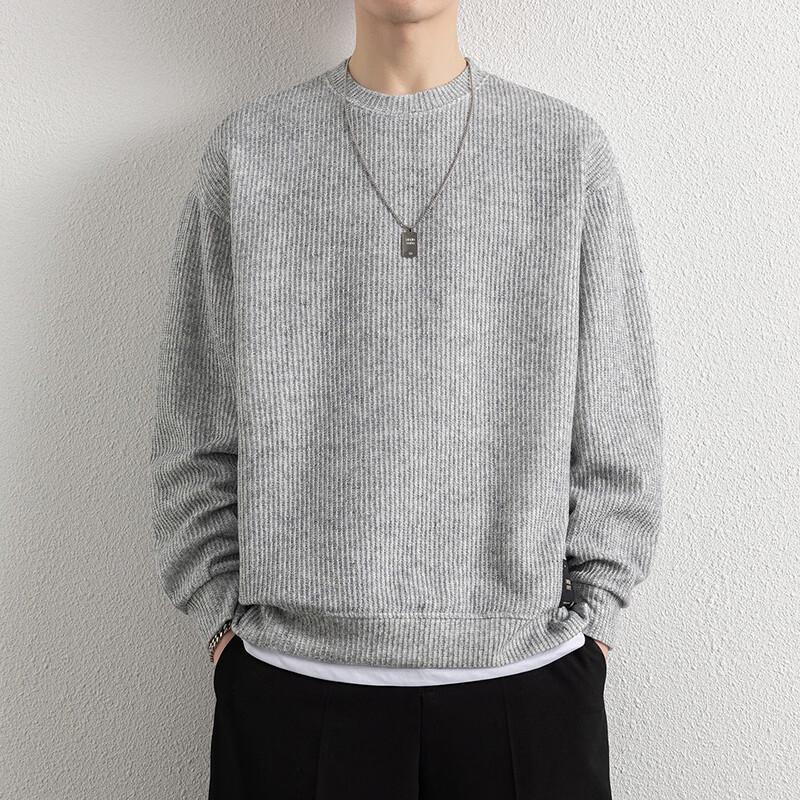 ROMON Men's Knitted Long Sleeve Fake Two-Piece Sweatshirt