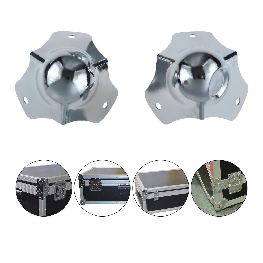 4pcs Flight Audio Case Spherical Wrap Corner 68mm Metal Pressed Concave Ball Protector Silver Decor Luggage Aluminum Box Speaker
