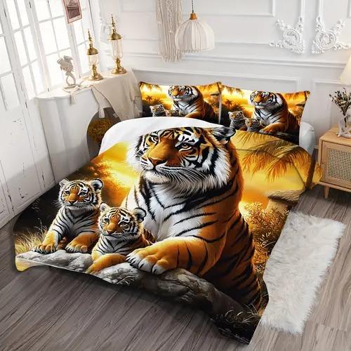 Carton Tiger Soft Duvet Cover Carton Tiger Background Theme Soft Duvet Cover Suitable for Children Kids Plus Adult Peoples Soft Plus Breathable