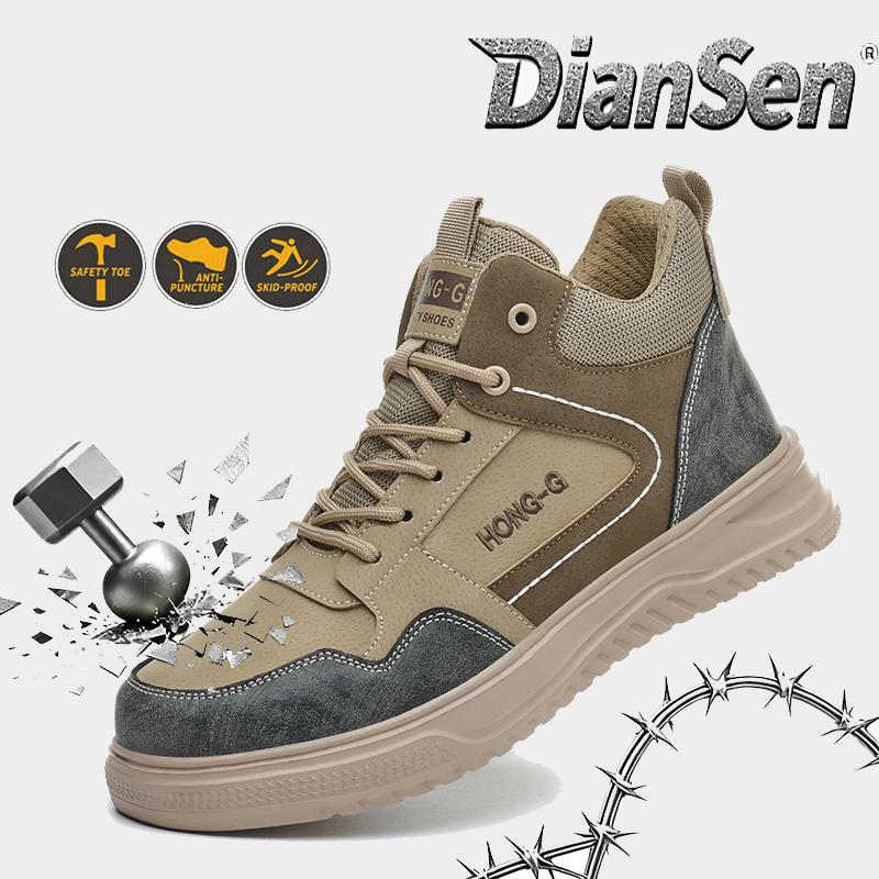 Steel Toe Work Safety Boots for Men Anti-smash Safety Work Shoes Waterproof Slip Resistant Protective Boots for Work as Hiking