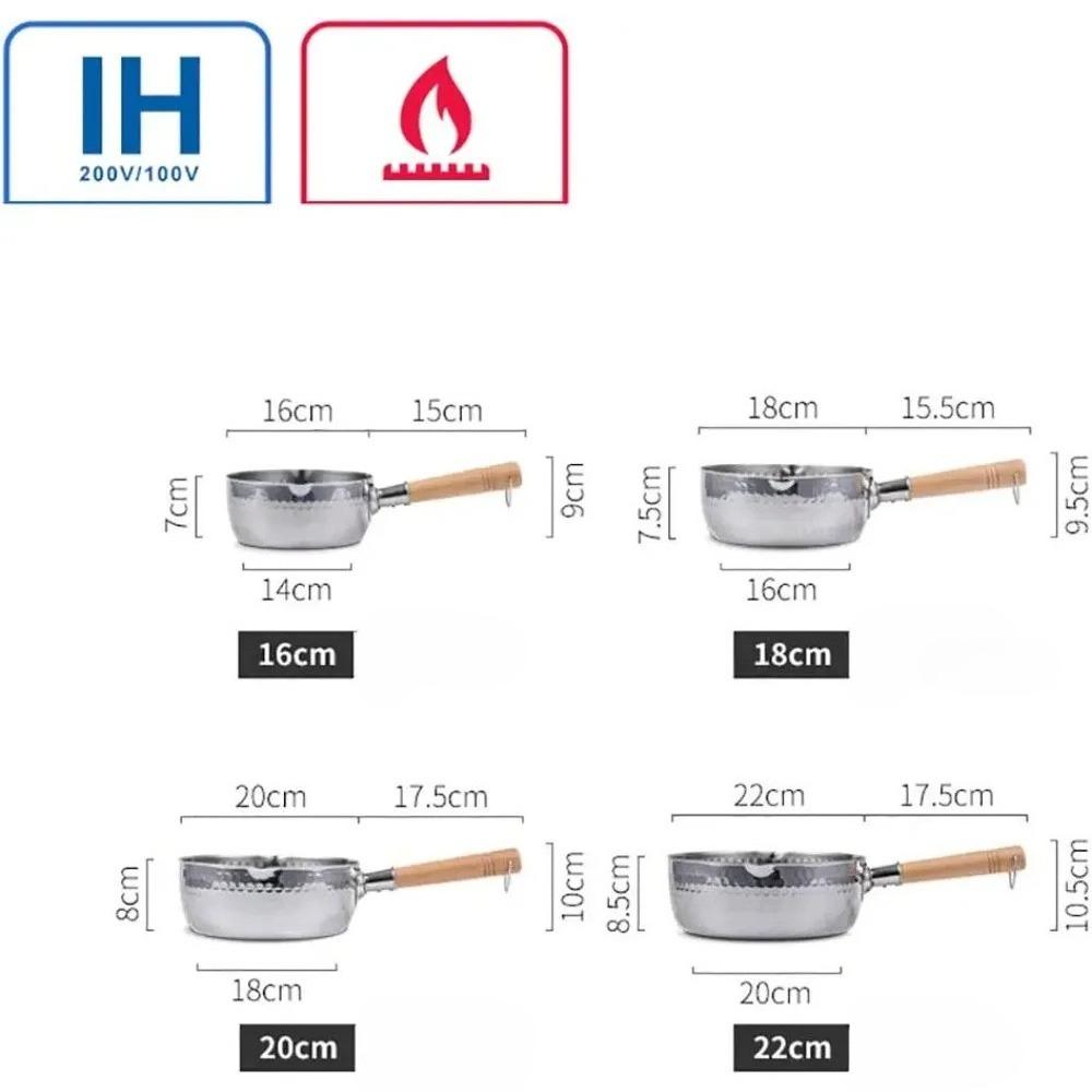 Yukihira Pan Stainless Steel Yukihira Saucepan with Lid Yukihira Pot with Hook Japanese Milk Pot Sauce Pot Cooking Pot