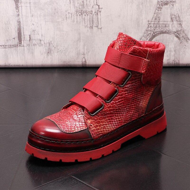Satın alın Luxury Mens High Top Casual Shoes Red Hook Loop Cowboy Ankle