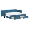 VidaXL Daybed with Trundle and Drawers Blue 80x200 Cm Velvet 3197127