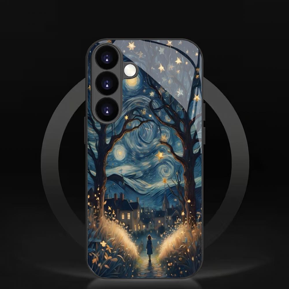 The Little Girl's Glass Phone Case Under the Light Is Suitable for Samsung Galaxy S26 S25 S24 S22 S21 S20FE/Ultra/Plus Anti Drop