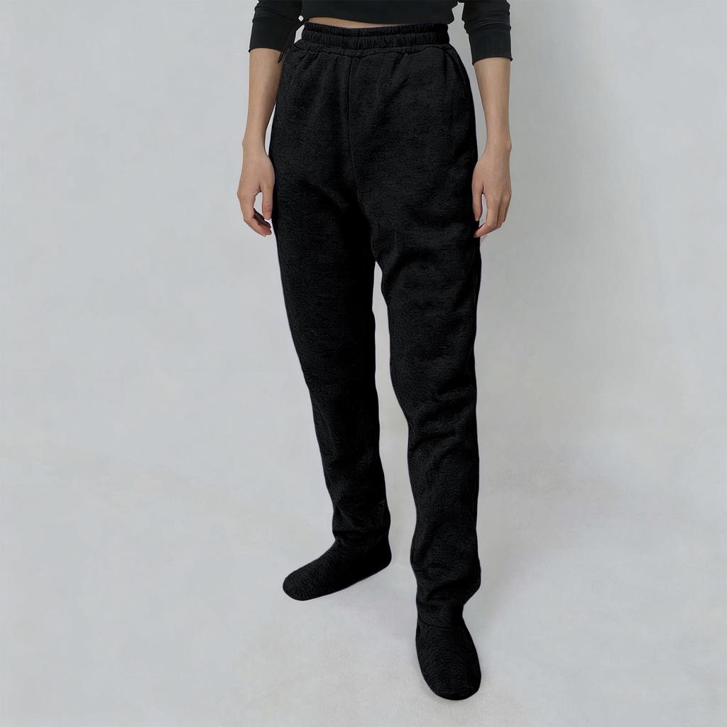 Erwachsenen-Fuß-Sweathose mit Fleece-gefütterten Füßen, elastischer Bund, weiche und warme Fuß-Pyjamahose