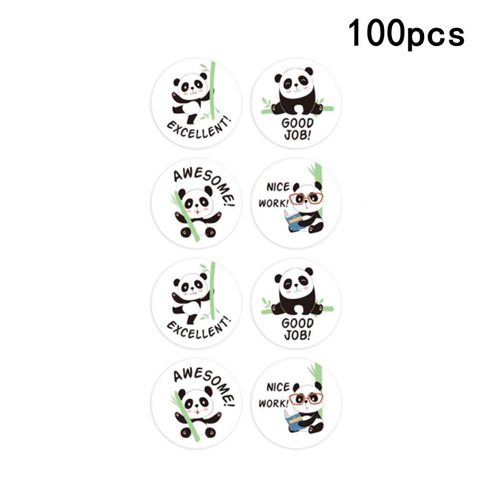 100-500Pcs Panda Reward Stickers Roll For Kids 1 Inch Round Cute Animal Panda Bamboo Kindergarten Teacher Motivational Stickers