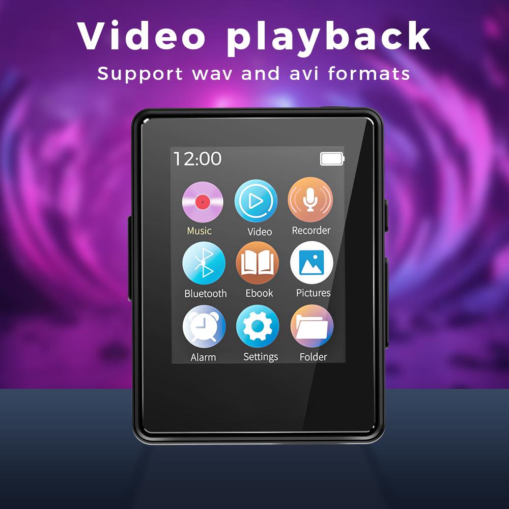1.77inch Portable MP3 Player Bluetooth 5.0 Music Stereo Speaker Mini MP4 Video Playback With LED Screen Recording For Walkman
