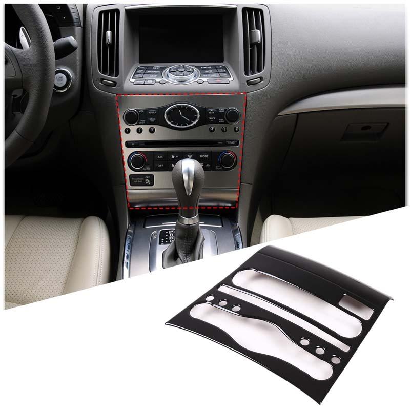 ABS Black For Infiniti G25 G37 2007-2013 Car Center Control Gear Shift Panel Steering Wheel Trim Sticker Car Accessories