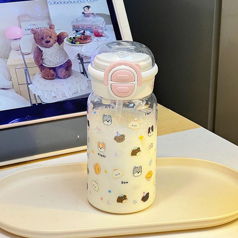 Large Capacity Cartoon Straw Cup for Kids - Portable Outdoor Plastic Water Cup