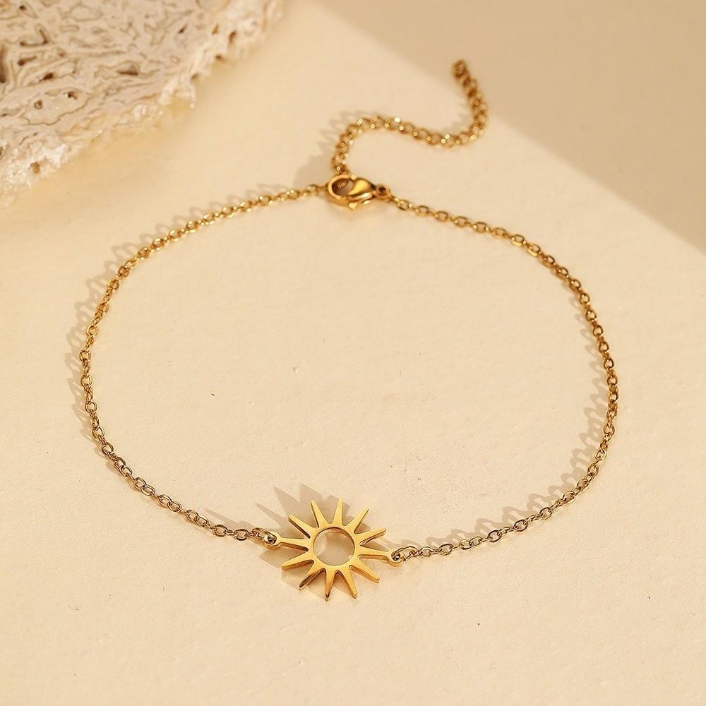 Gold Color Stainless Steel Hand Chain Adjustable Chain Sun Anklet New Trendy Jewelry for Women Men