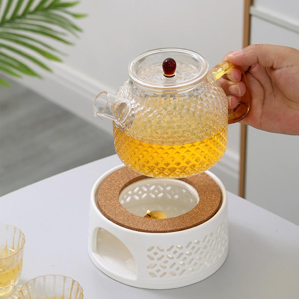 Tekannevarmer Porselen Tevarmer uten Elektrisitet Stearinlys Oppvarming Hvit Tekannevarmer Vinter