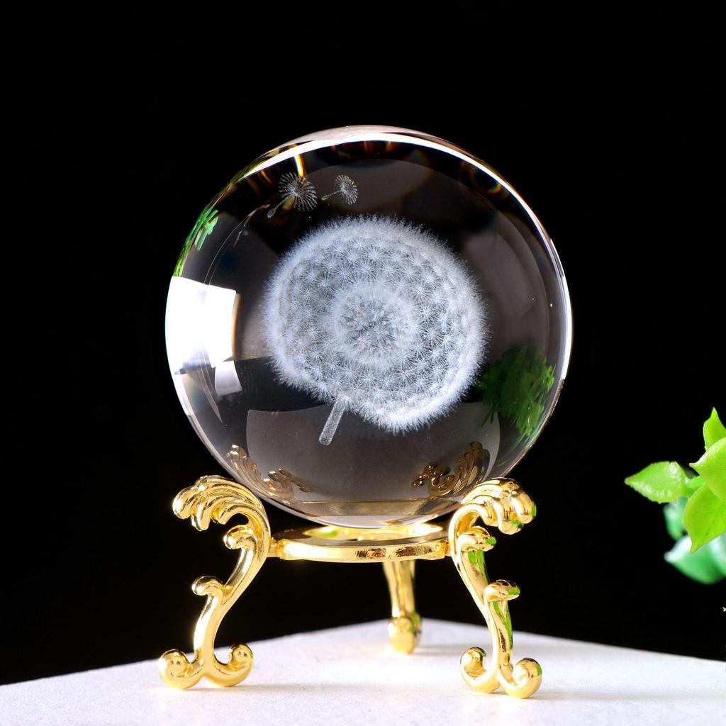 3D Laser-Engraved Crystal Ball: Galaxy Rose & Little Prince Gift