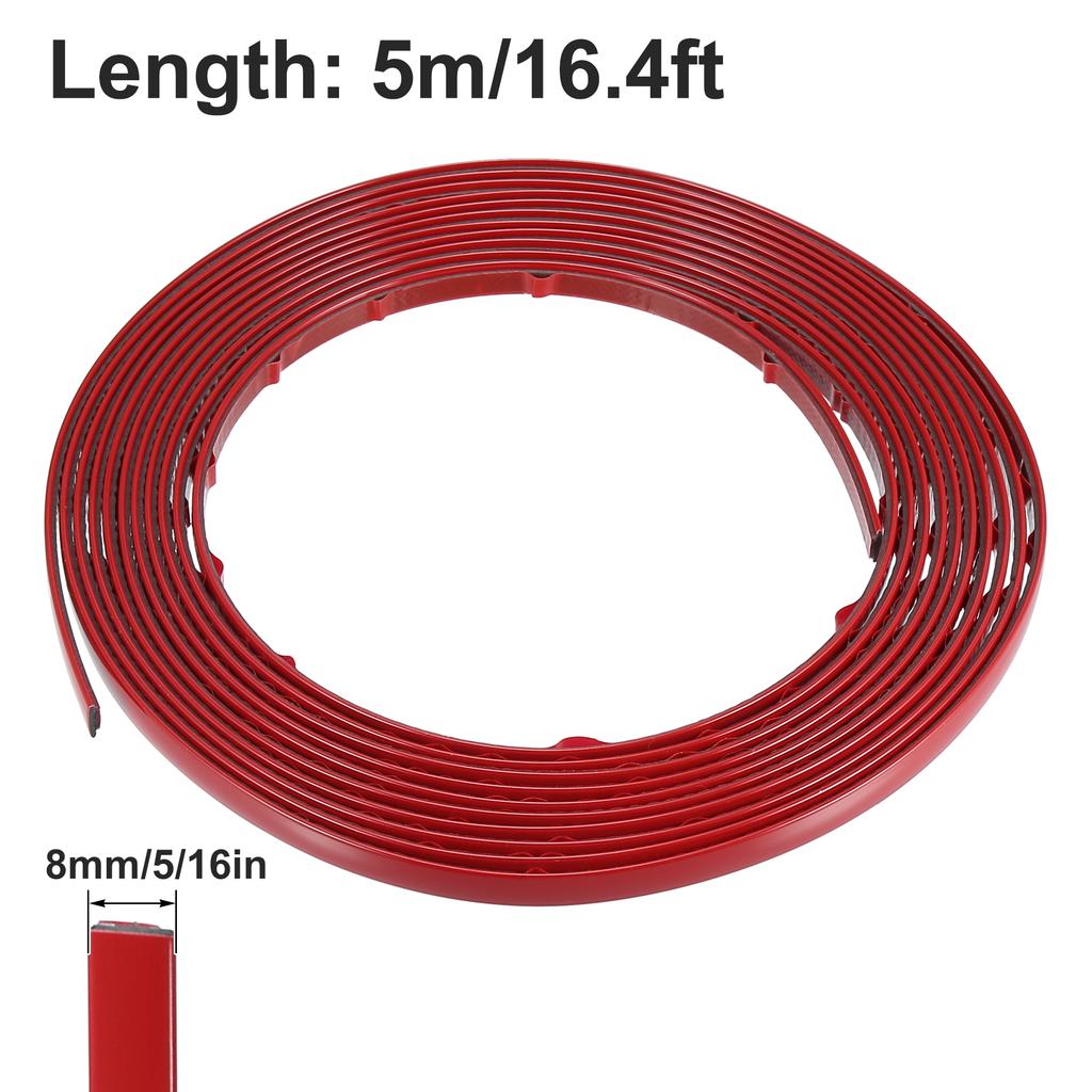 X Autohaux 6-30mm Wide 5m Length Car Door Trim Strip Edge Guards Scratch Proof Trim Body Strip for Rearview Mirror Bumper Red