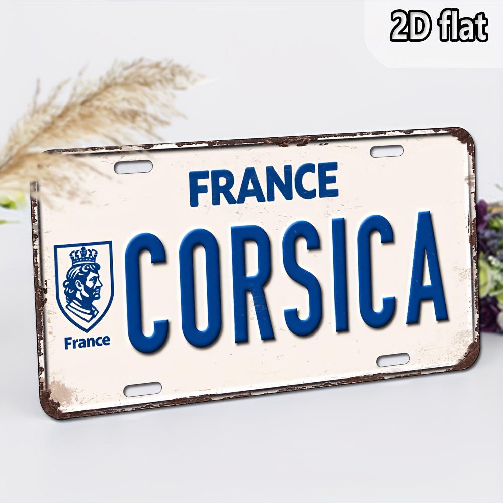France Corsica Emblem D Flat Printing Retro License Plate Style Metal Tin Sign French Coastal Themed Decorative Aluminum Sign