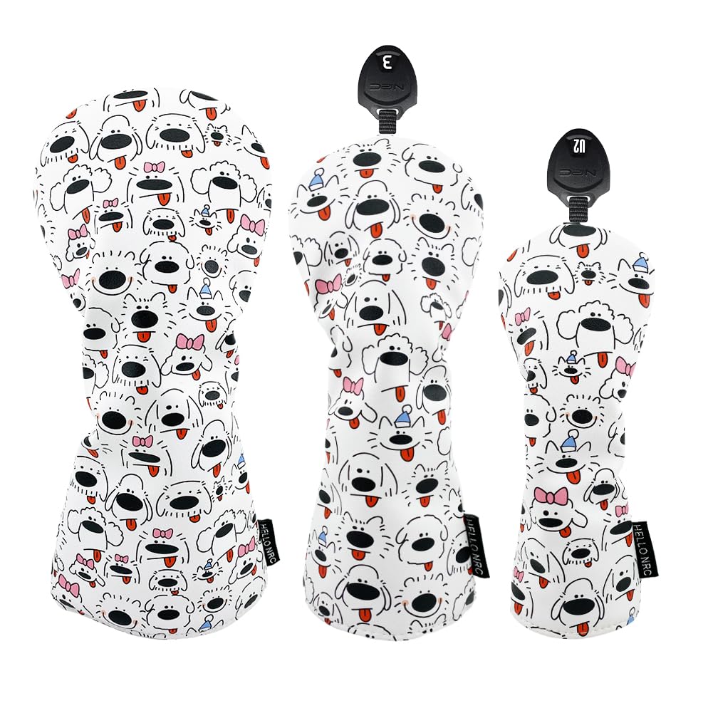 Golf Headcover for Fairway and UT Perowan Dog Cover for Driver, Wood, Wood, Utility, (1 Cover) - (1 Driver)