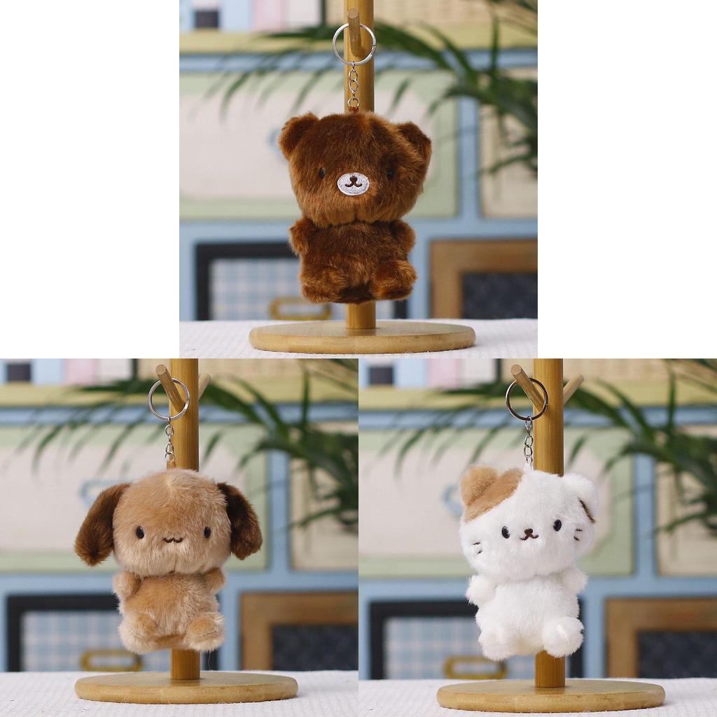 Plush Bear Keychain Cute Dog Toy Soft Stuffed Animal For Bag Decor
