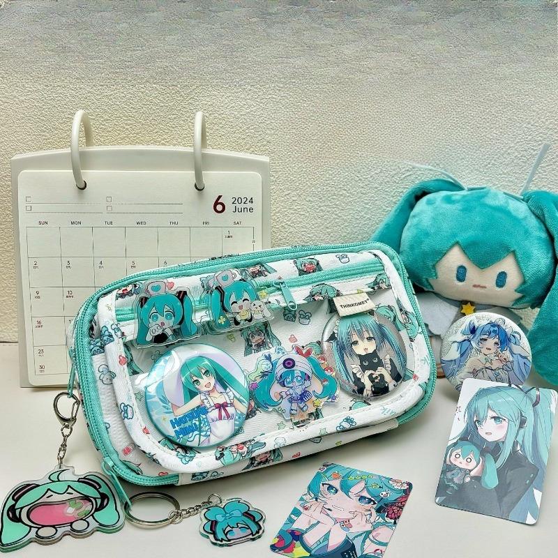 Anime Virtual Singer Miku Stationery Bag Pencil Case Kawaii Large Capacity Student Coin Purse Fans Collect Gift Peripheral Bag