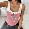 Contrasting Plaid Lace-Up Hollow Sweetheart Slim Vest Suspenders for Women