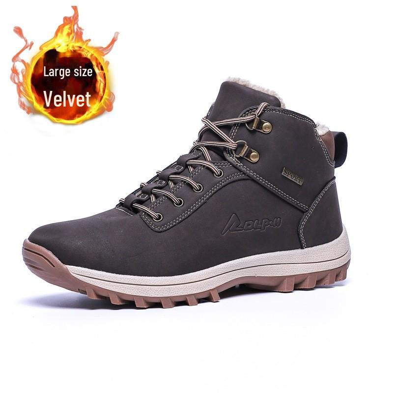 Men's 2025 Winter Velvet-Lined Snow Boots with Thick Soles - Warm Cotton Shoes for Teens In Cold Climates