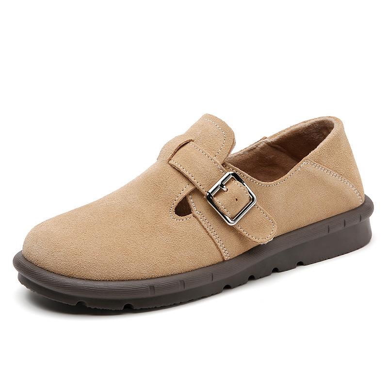 True Velvet Leather Women's Autumn and Winter Soft-soled Velvet Mother Shoes Versatile Flat-soled One-pedal Loafers